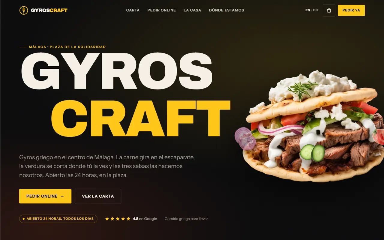 Сайт Gyros Craft на компьютере